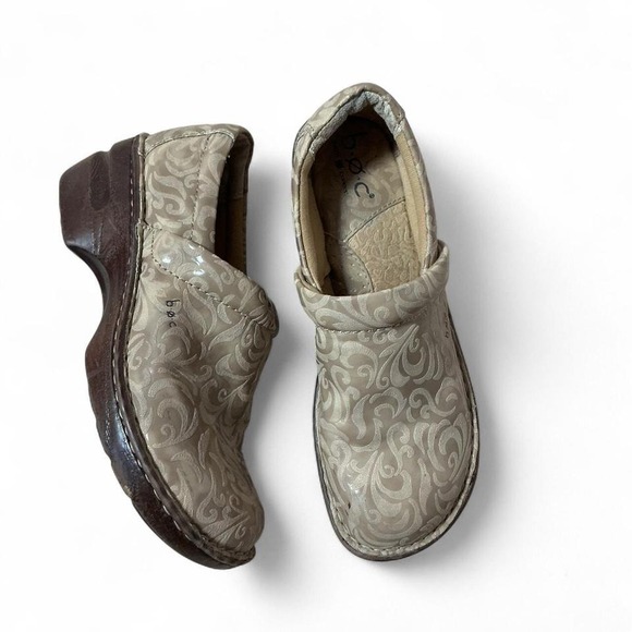 boc Shoes - BOC Born Concepts Tan Beige Swirl Pattern Slip‎ On Comfort Clogs